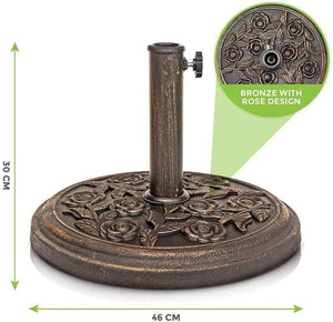Aspect Heavy Duty 9kg Garden Parasol Base Umbrella Stand Round Floral TapClickBuy