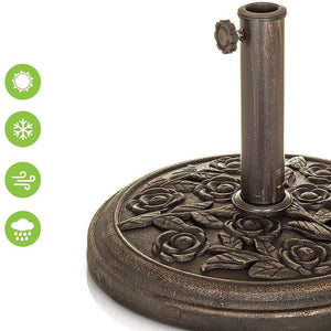 Aspect Heavy Duty 9kg Garden Parasol Base Umbrella Stand Round Floral TapClickBuy
