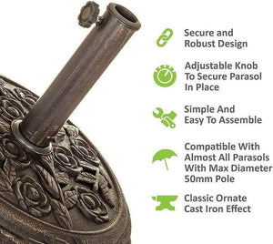 Aspect Heavy Duty 9kg Garden Parasol Base Umbrella Stand Round Floral TapClickBuy