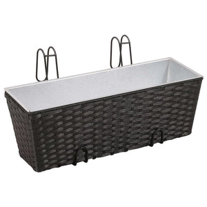 Balcony Trapezoid Rattan Planter Set 50 cm 2 pcs Black TapClickBuy