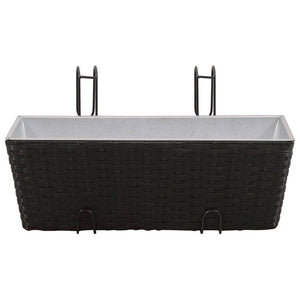 Balcony Trapezoid Rattan Planter Set 50 cm 2 pcs Black TapClickBuy