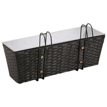 Load image into Gallery viewer, Balcony Trapezoid Rattan Planter Set 50 cm 2 pcs Black TapClickBuy