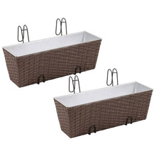 Load image into Gallery viewer, Balcony Trapezoid Rattan Planter Set 50 cm 2 pcs Brown TapClickBuy