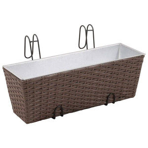 Balcony Trapezoid Rattan Planter Set 50 cm 2 pcs Brown TapClickBuy