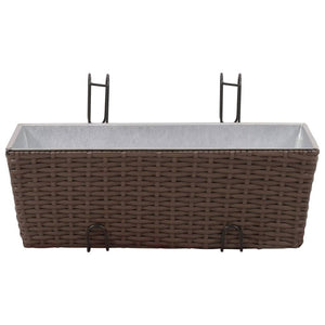 Balcony Trapezoid Rattan Planter Set 50 cm 2 pcs Brown TapClickBuy