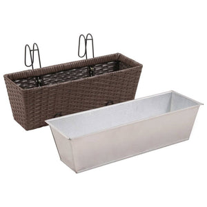 Balcony Trapezoid Rattan Planter Set 50 cm 2 pcs Brown TapClickBuy