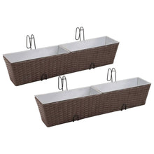 Load image into Gallery viewer, Balcony Trapezoid Rattan Planter Set 80 cm 2 pcs Brown TapClickBuy