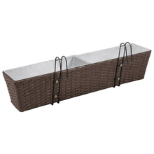 Load image into Gallery viewer, Balcony Trapezoid Rattan Planter Set 80 cm 2 pcs Brown TapClickBuy