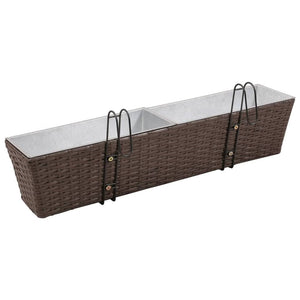 Balcony Trapezoid Rattan Planter Set 80 cm 2 pcs Brown TapClickBuy