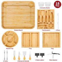 Load image into Gallery viewer, Bamboo Cheese Board Platter Set Wooden Charcuterie Serving Platter Tray TapClickBuy