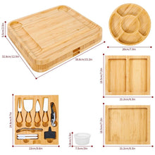 Load image into Gallery viewer, Bamboo Cheese Board Platter Set Wooden Charcuterie Serving Platter Tray TapClickBuy