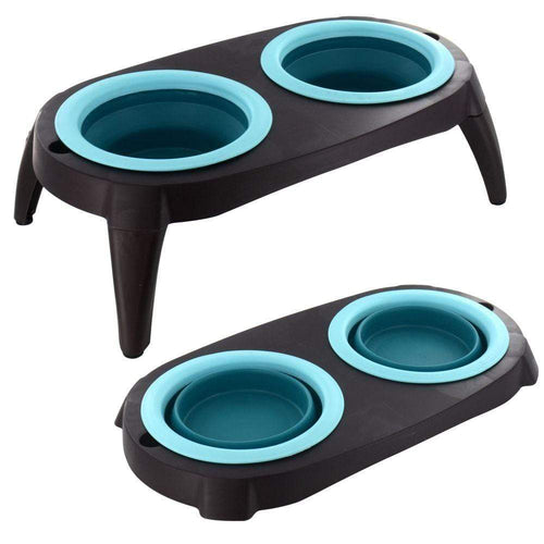 Collapsible Pet Bowl with Stand | BY-RT-2804B RT2804 MX-10587 | TURQUOISE TapClickBuy