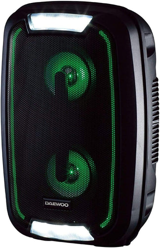 Daewoo LED Bluetooth Party Speaker 20W LED Changing Lights Sound Quality and 33 Feet Range, FM Radio Capabilities Black TapClickBuy