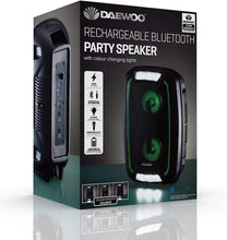 Load image into Gallery viewer, Daewoo LED Bluetooth Party Speaker 20W LED Changing Lights Sound Quality and 33 Feet Range, FM Radio Capabilities Black TapClickBuy