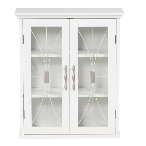 Delaney Bathroom Wooden Wall Cabinet White 7930 With 2 Glass Doors TapClickBuy