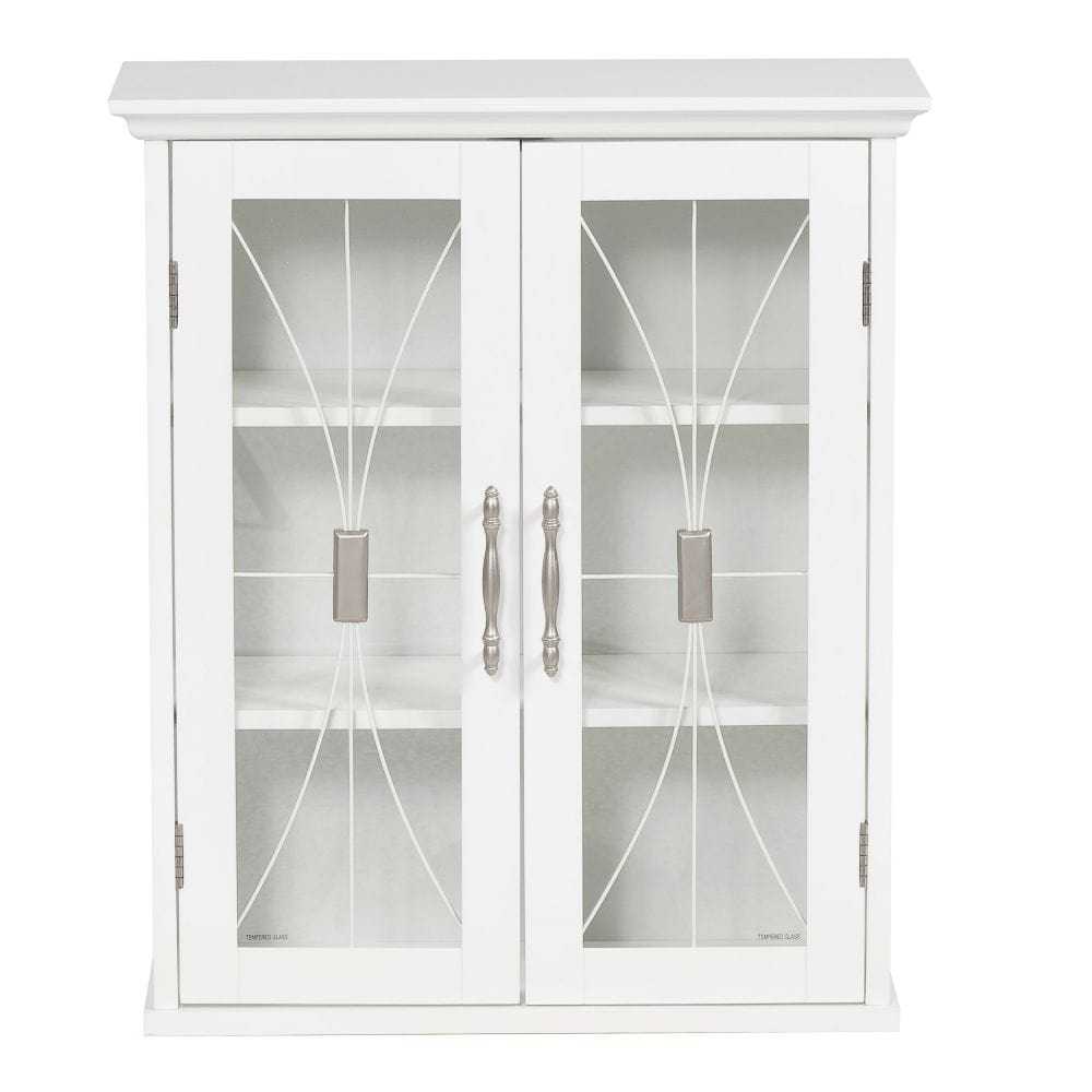 Delaney Bathroom Wooden Wall Cabinet White 7930 With 2 Glass Doors TapClickBuy