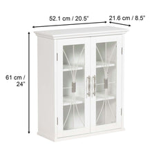 Load image into Gallery viewer, Delaney Bathroom Wooden Wall Cabinet White 7930 With 2 Glass Doors TapClickBuy