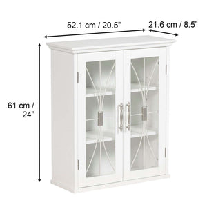 Delaney Bathroom Wooden Wall Cabinet White 7930 With 2 Glass Doors TapClickBuy