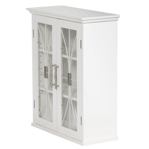 Delaney Bathroom Wooden Wall Cabinet White 7930 With 2 Glass Doors TapClickBuy