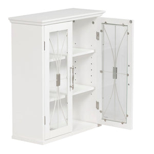 Delaney Bathroom Wooden Wall Cabinet White 7930 With 2 Glass Doors TapClickBuy