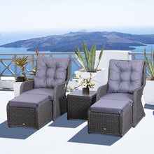 Load image into Gallery viewer, Deluxe 2-Seater Rattan Armchair &amp; Table Set Grey TapClickBuy