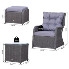 Load image into Gallery viewer, Deluxe 2-Seater Rattan Armchair &amp; Table Set Grey TapClickBuy