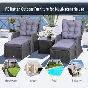 Deluxe 2-Seater Rattan Armchair & Table Set Grey TapClickBuy