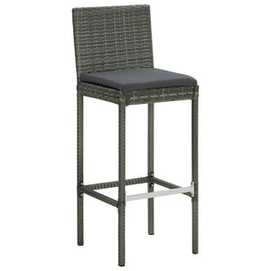 Garden Bar Stools with Cushions 2 pcs Grey Poly Rattan TapClickBuy