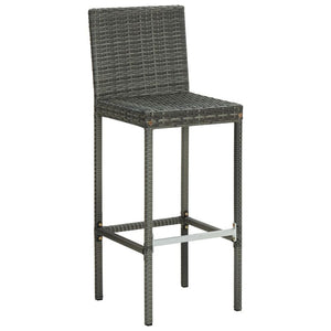 Garden Bar Stools with Cushions 2 pcs Grey Poly Rattan TapClickBuy