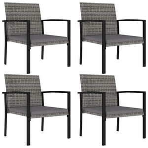 Garden Dining Chairs 4 pcs Poly Rattan Grey TapClickBuy