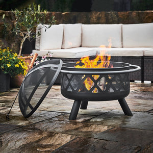 Garden Large Wood Burning Bowl Fire Pit, Outdoor Log Burner Firepit TapClickBuy