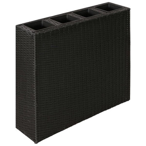 Garden Raised Bed with 4 Pots 2 pcs Poly Rattan Black(2x41084) TapClickBuy