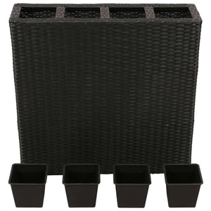 Garden Raised Bed with 4 Pots 2 pcs Poly Rattan Black(2x41084) TapClickBuy