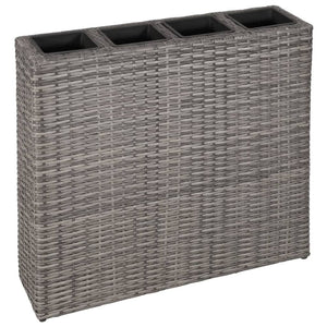 Garden Raised Bed with 4 Pots 2 pcs Poly Rattan Grey(2x45426) TapClickBuy