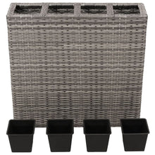 Load image into Gallery viewer, Garden Raised Bed with 4 Pots 2 pcs Poly Rattan Grey(2x45426) TapClickBuy