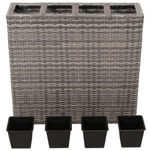 Garden Raised Bed with 4 Pots 2 pcs Poly Rattan Grey(2x45426) TapClickBuy