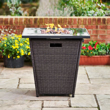 Load image into Gallery viewer, Garden Rattan Gas Fire Pit, Outdoor Firepit with Lava Rock TapClickBuy
