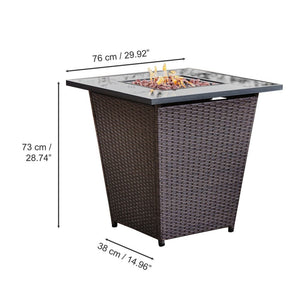 Garden Rattan Gas Fire Pit, Outdoor Firepit with Lava Rock TapClickBuy