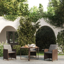 Load image into Gallery viewer, Garden Table Brown 109x107x74 cm Poly Rattan and Glass TapClickBuy