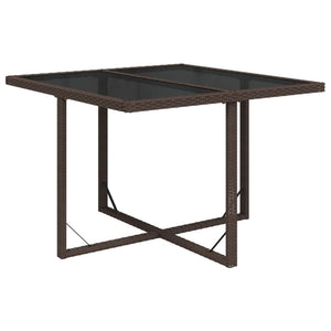 Garden Table Brown 109x107x74 cm Poly Rattan and Glass TapClickBuy