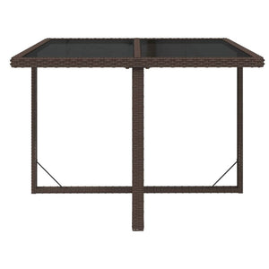 Garden Table Brown 109x107x74 cm Poly Rattan and Glass TapClickBuy