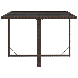 Garden Table Brown 109x107x74 cm Poly Rattan and Glass TapClickBuy