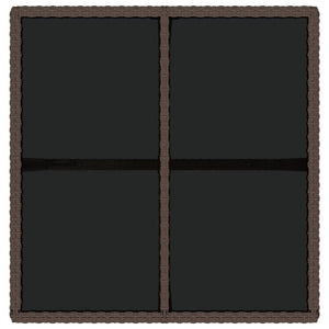 Garden Table Brown 109x107x74 cm Poly Rattan and Glass TapClickBuy