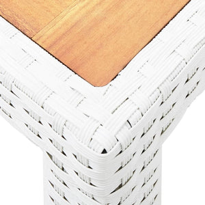 Garden Table White 150x90x75 cm Poly Rattan and Solid Acacia Wood TapClickBuy