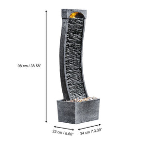 Garden Water Fountain Feature with Lights, Outdoor Curved Waterfall TapClickBuy