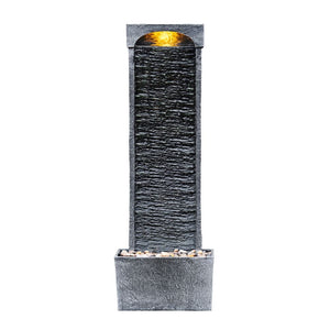 Garden Water Fountain Feature with Lights, Outdoor Curved Waterfall TapClickBuy