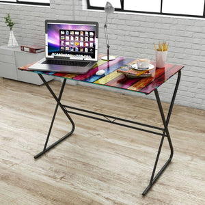 Glass Desk Design World Map Rainbow TapClickBuy