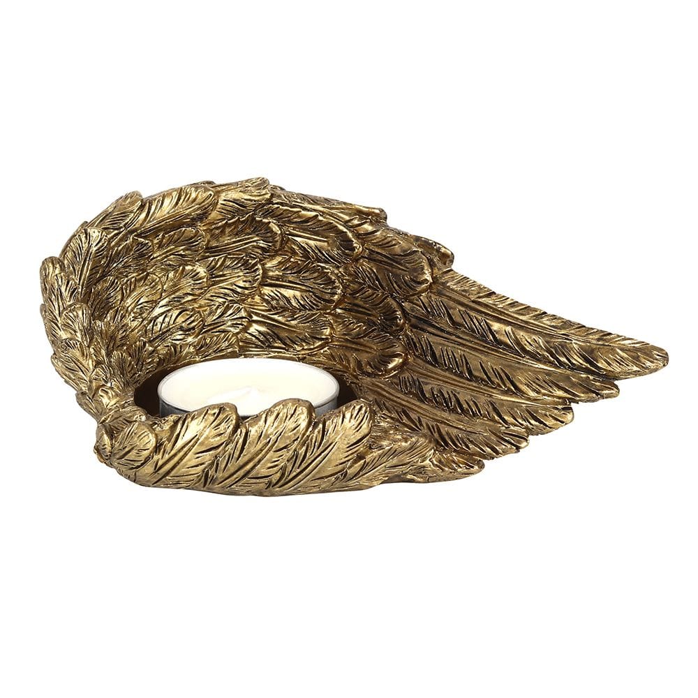 Gold Single Lowered Angel Wing Candle Holder TapClickBuy