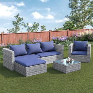 Grey Modular Corner Rattan Sofa TapClickBuy