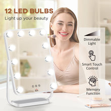 Load image into Gallery viewer, Hollywood Makeup Mirror with LED Lights, with 12 Dimmable LED White TapClickBuy